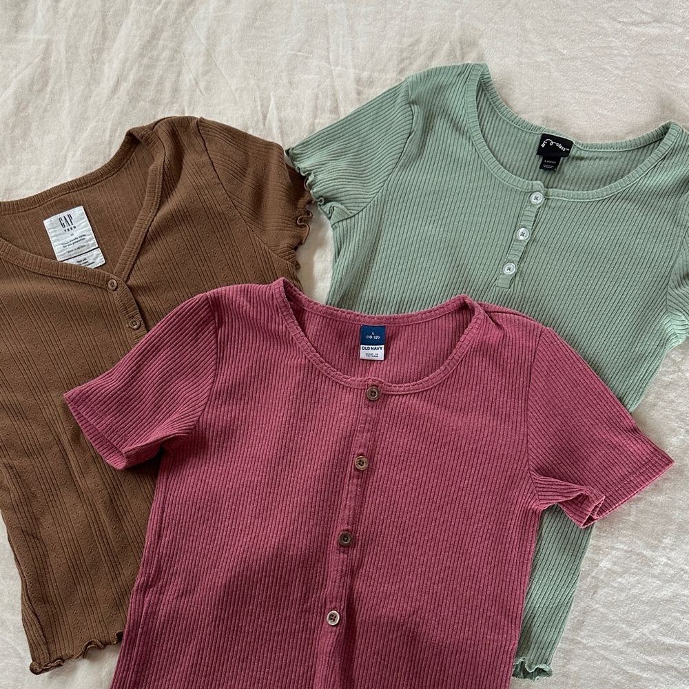 GAP, Old Navy, Art of Class Kids Button Down Shirts - Brown, Green, Pink